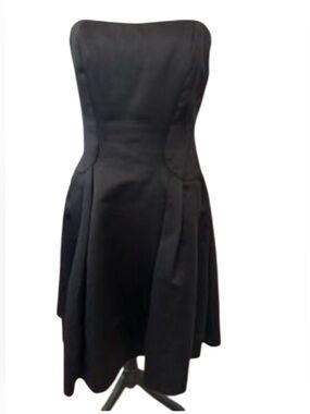David Dixon Strapless Black Dress Pleated Corset LBD Plus Size 16